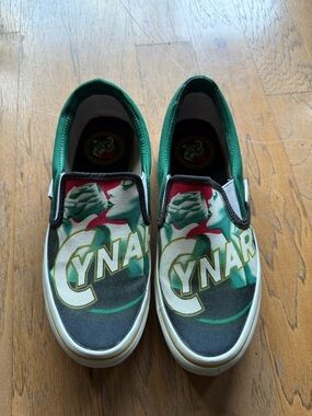 Cynar Graphic Slip-On Sneakers in Green, Black, White